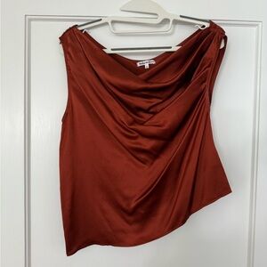 Reformation Asymmetrical Silk Ruched Blouse (Annika)